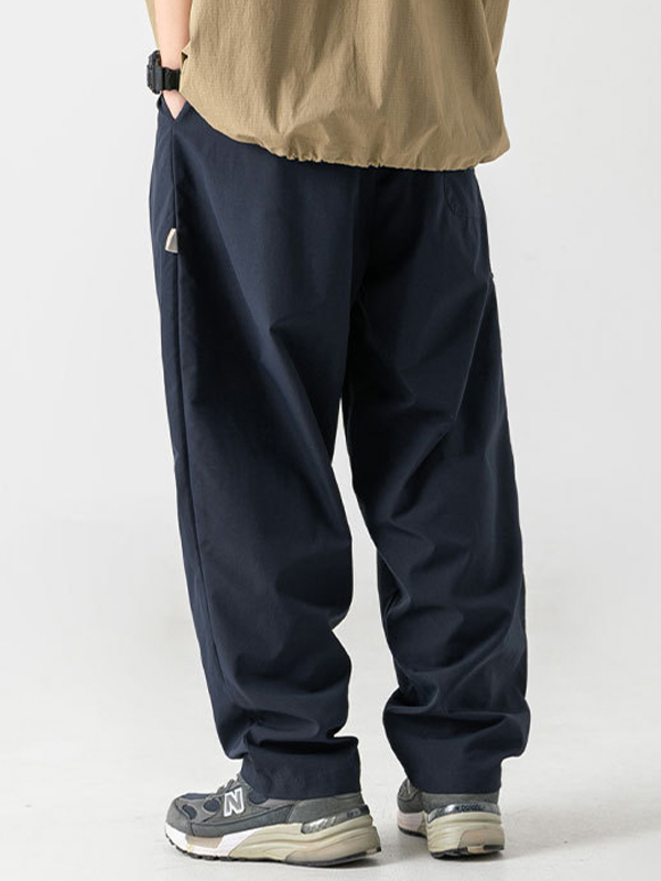 Pantalones de pierna ancha con bolsillo lateral con cremallera para hombre-3