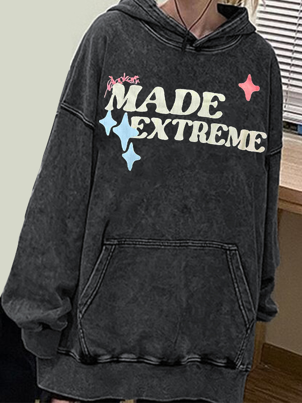 Sudadera con capucha extragrande con estampado de calavera desgastada Hip Pop para hombre-1