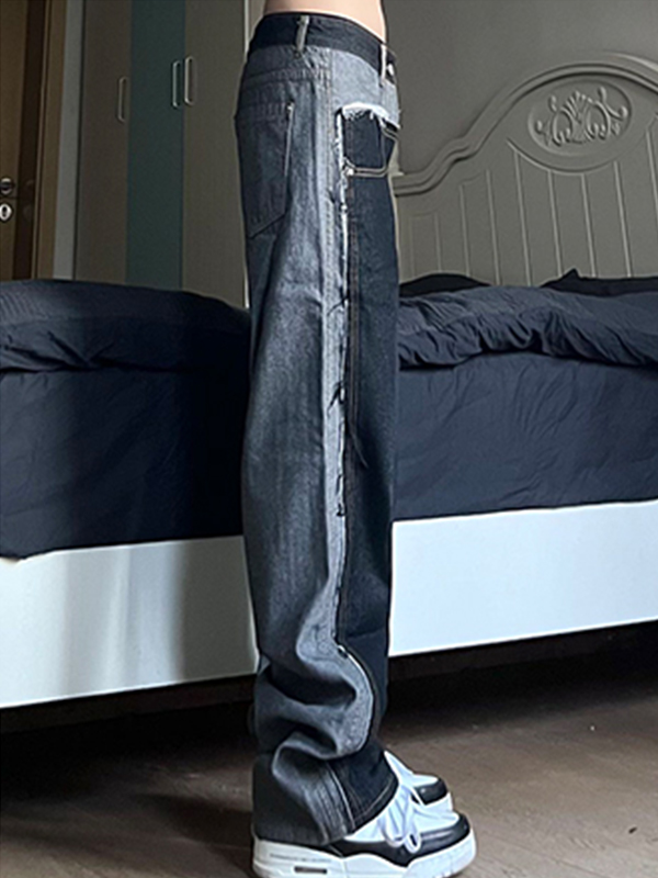 Vaqueros holgados desgastados con empalme informal para hombre-3