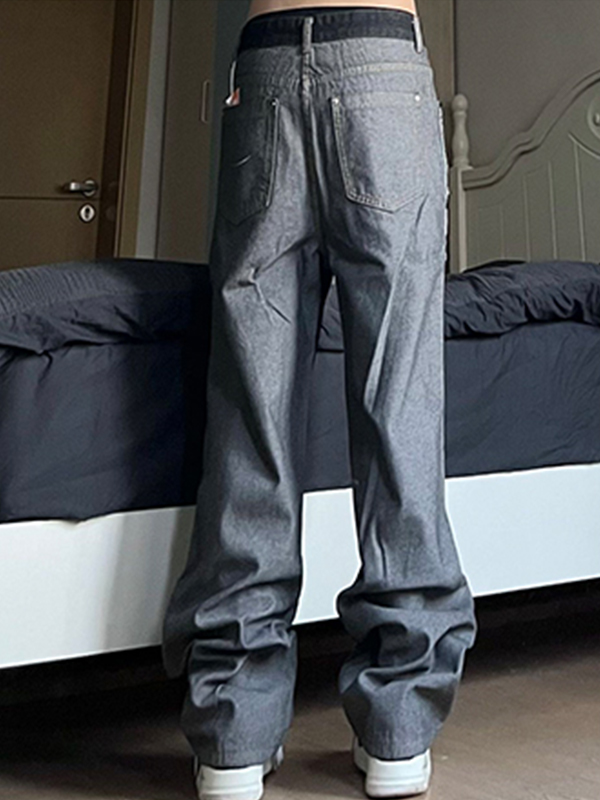 Vaqueros holgados desgastados con empalme informal para hombre-1