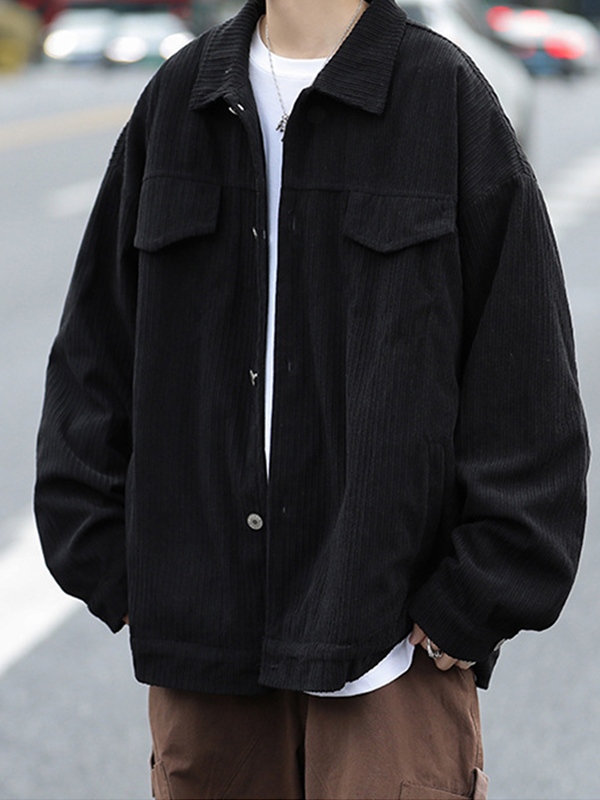 Chaqueta de hombre vintage de pana marrón con cuello de solapa-3