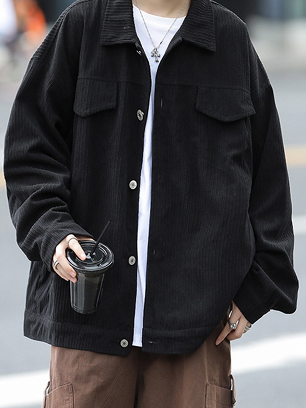 Chaqueta de hombre vintage de pana marrón con cuello de solapa-1