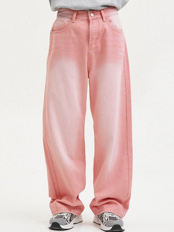 Jeans sueltos de mezclilla desgastada vintage para hombre-1