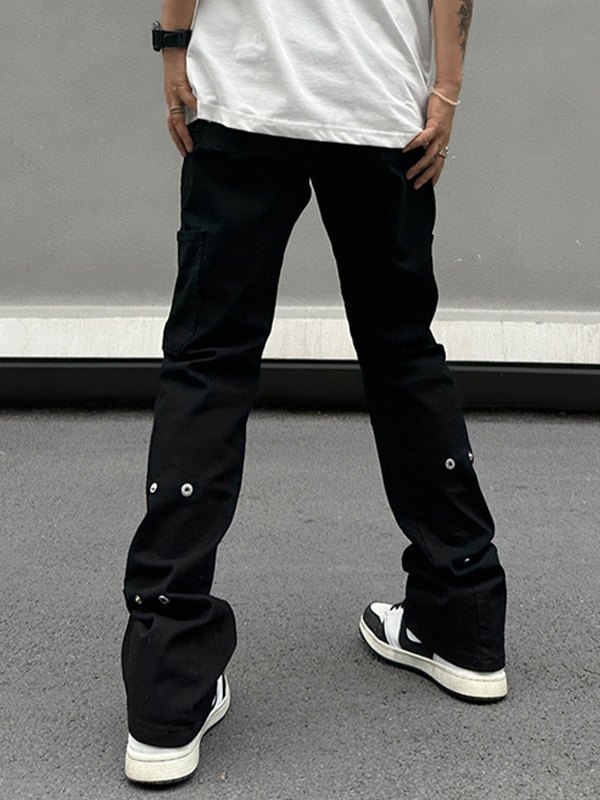 Jeans de pierna recta con adornos metálicos para hombre-3