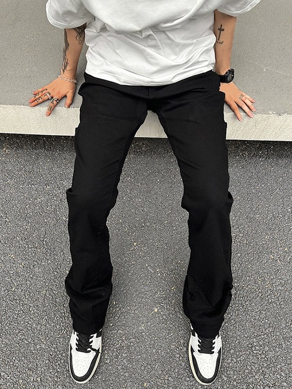 Jeans de pierna recta con adornos metálicos para hombre-4