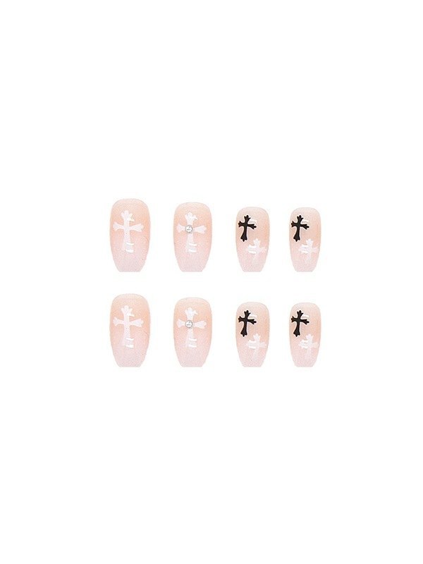 24 piezas de prensa de patrón cruzado en las uñas.-3