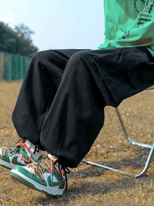 Pantalones cargo de pierna de skate vintage para hombre-3