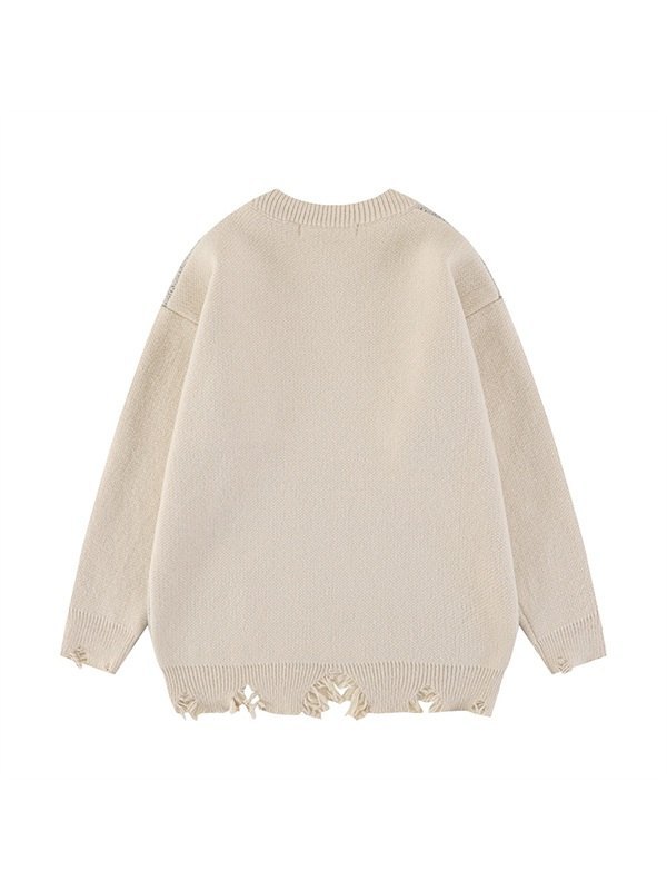 Suéter de hombre cruzado jacquard desgastado-1