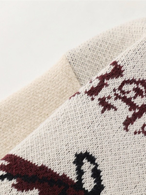 Suéter de hombre cruzado jacquard desgastado-2