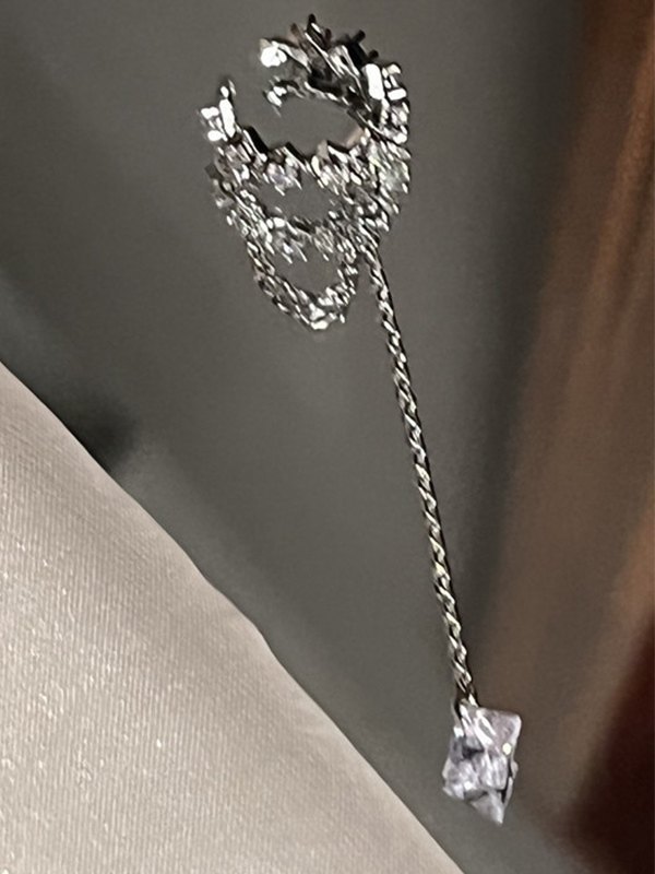 1 manguito de oreja de circón con cadena de borlas-3